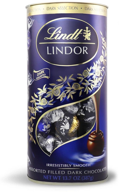 瑞士蓮 Lindt LINDOR 精選軟心黑巧克力筒裝 387g, 400g, 1個
