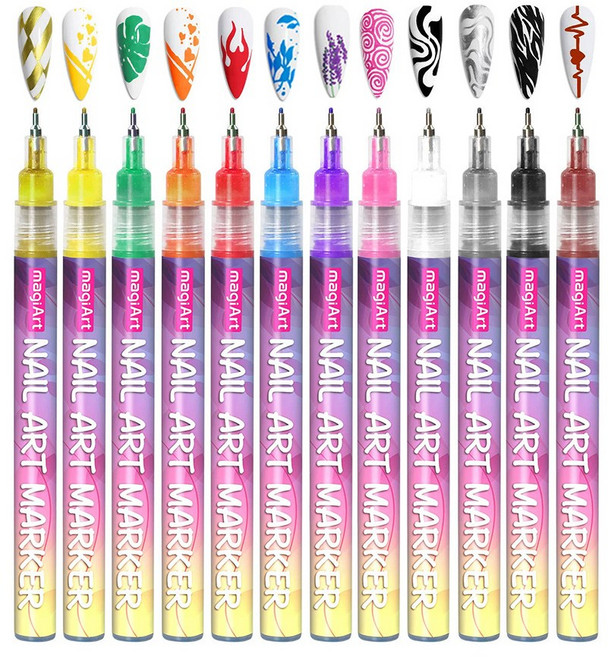 미니플 DIY 네일 아트 마카펜, 1세트, 12색