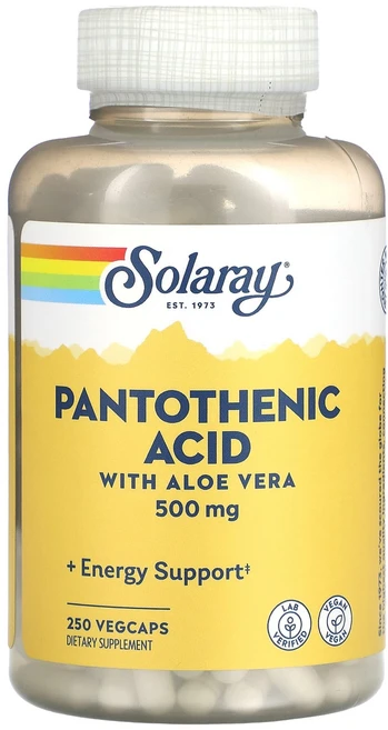 Solaray 판토텐산 알로에베라 함유 500mg 베지 캡슐 250정, 1개 - 쿠팡
