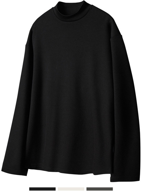 팀스핏 남성용 빅사이즈 소프트 하프 목폴라 니트 티셔츠 히트텍