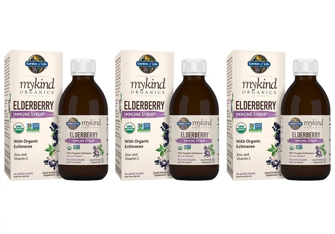 Garden of Life 마이카인드 이뮨 시럽 징크 엘더베리 Mykind Organics 195mL 3개 - 쿠팡