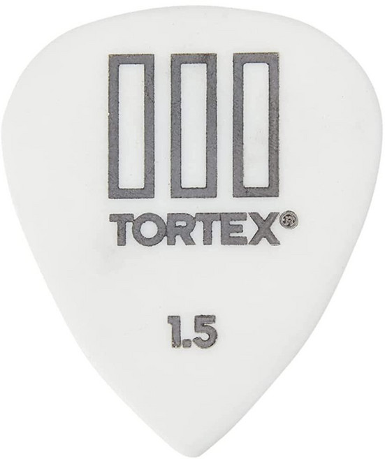 Dunlop Tortex T3 샤프 팁 기타 피크, 화이트, 1개