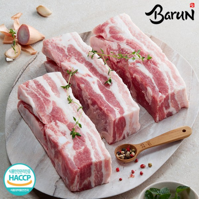 [씨유웰] 참바른한돈 프리미엄 국내산 냉장 삼겹살 2kg(수육용) 바른재료 바른위생, 1개, 2kg