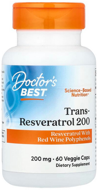 Doctor's Best Trans-Resveratrol 200 with Resvinol 200mg 베지 캡슐 60정 DRB-00211