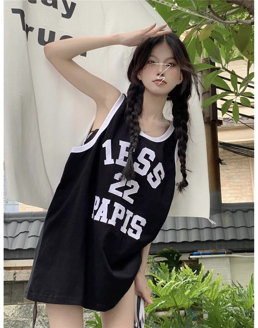 Thousand 나시 스커트 여 여름 겉옷 농구복 한국판 루즈 bf풍 민소매 스커트 여 ins 트렌드