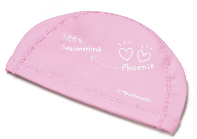 국내생산 피닉스 디자인 우레탄 아동용 코팅 수영모 드로잉, 핑크