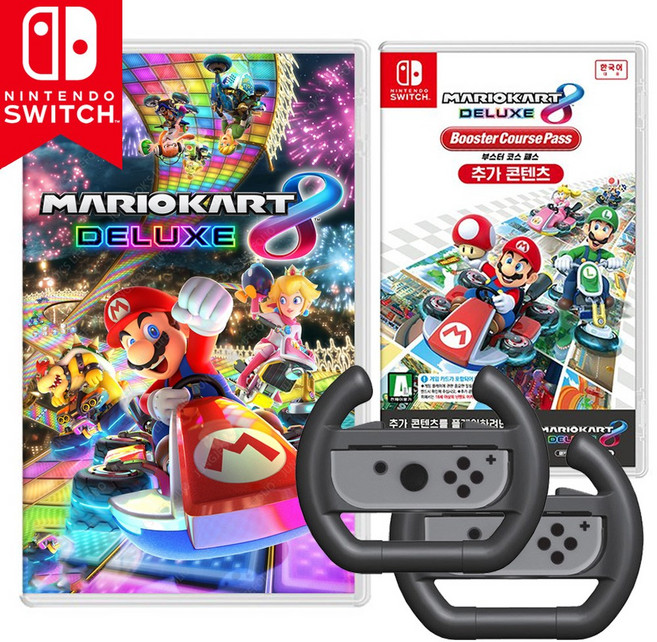 닌텐도 스위치 마리오카트8 부스터 코스 패스 확장팩 포함 D컷 핸들 세트 새제품 칩 팩, 마리오카트8 확장팩 세트+블랙 D컷 핸들