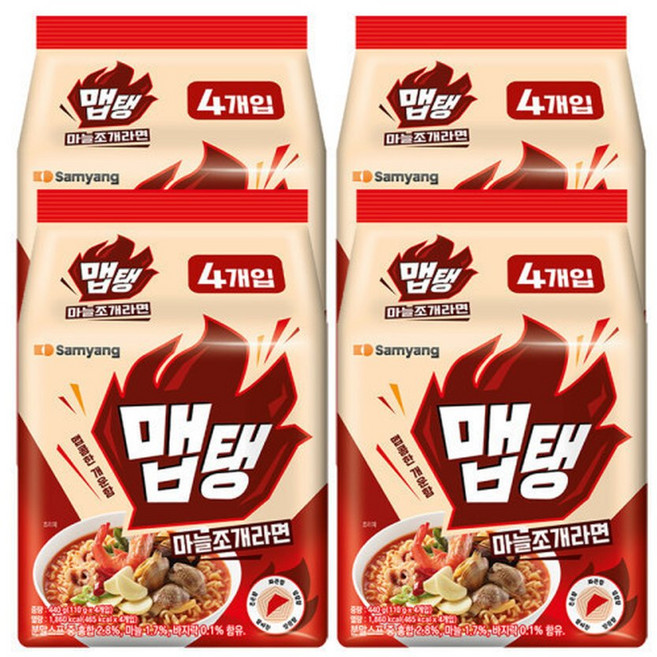 삼양 맵탱 마늘조개라면 16입 (4입 x 4개) /멀티팩, 16개