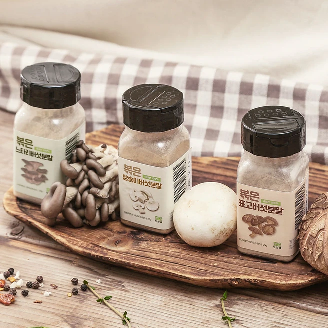 보령머쉬팜 양송이 표고 느타리 버섯분말 가루 3종, 25g, 3개 - 쿠팡