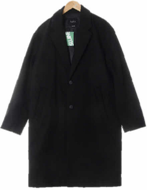 2810 테이트 블랙 울혼방 투버튼라이트롱코트 [95-170]