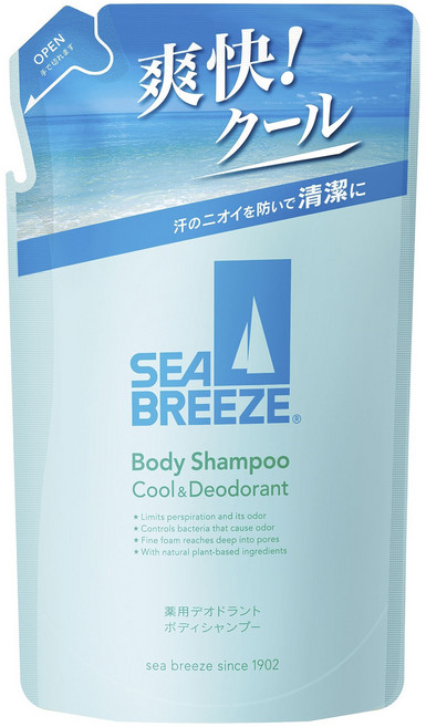 씨브리즈 쿨 & 데오트란트 바디샴푸 리필용, 1개, 330ml