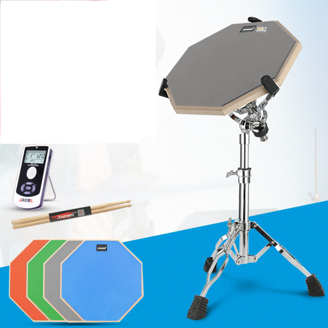 실리콘 드럼패드 덤 무소음 타악기 연습용 스틱 보드, 12인치 블루 덤드럼 + AM-705 메트로놈, 1개