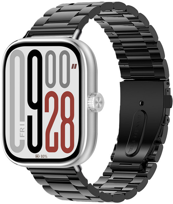 더조은셀러 샤오미 레드미 호환 메탈체인 시계줄 스트랩, 블랙