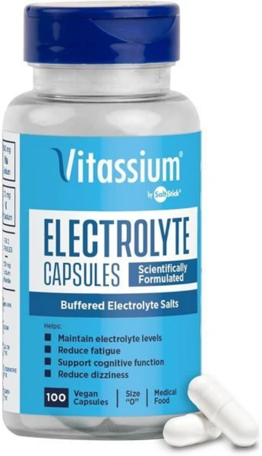 Vitassium 비타슘 전해질 캡슐 POTS 관리 및 고나트륨 식단을 위한 500mg 나트륨 - 100mg 칼륨 무맛 100개의 소금 알약 사이즈 0, 100정, 1개 - 쿠팡