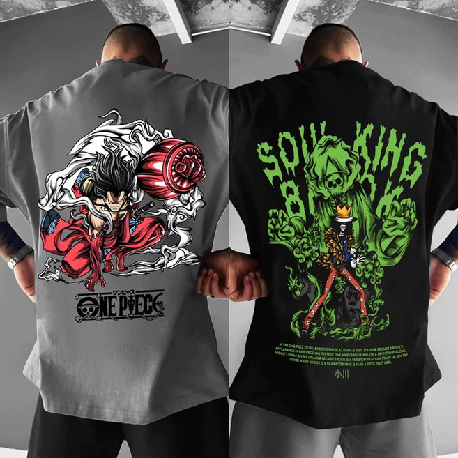 빅보스 루피 기어포스 브룩 소울킹 반팔티 100-105 애니 원피스 캐릭터 옷 감성 코스프레 티셔츠
