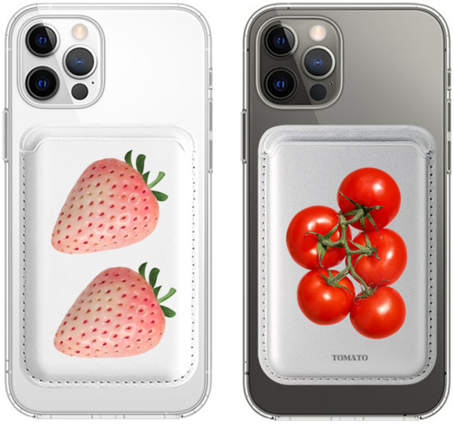 딸기 체리 토마토 맥세이프 가죽 카드지갑, 1개, 05 카드지갑 핑크 체리 토마토