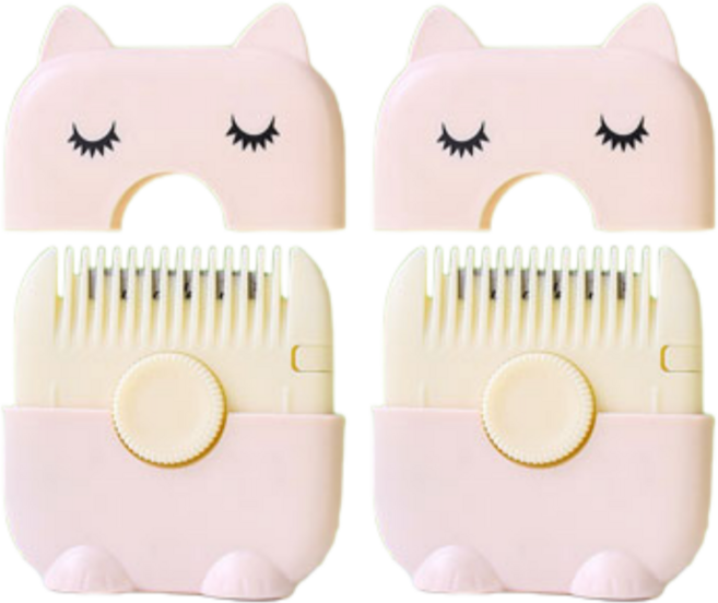 땅떼아 휴대용 앞머리가위 셀프 커팅빗, 2개, 핑크