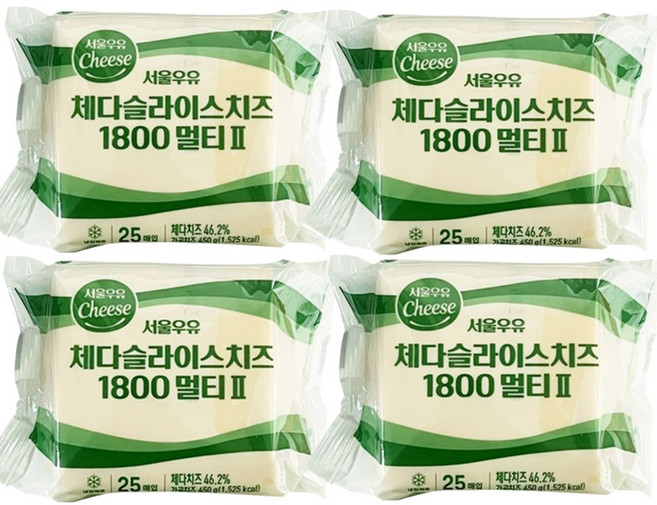 서울우유 체다슬라이스치즈 멀티II 450g x 4개, 1.8kg, 1세트