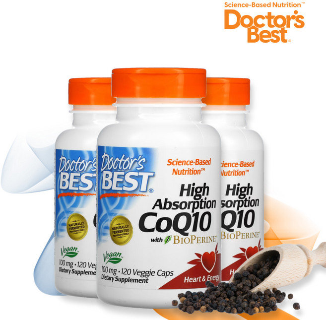 닥터스베스트 코큐텐 바이오페린 100mg 120정 X3 코엔자임큐10 블랙페퍼 UBIQUINOL 코큐10, 3개