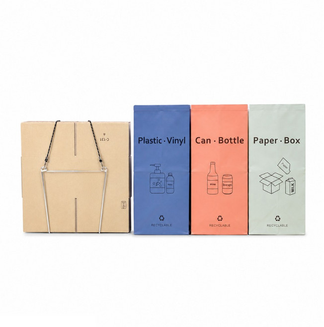 박스고고 분리수거 세트 타포린백 3P 택배박스까지 완벽 정리, 은회색