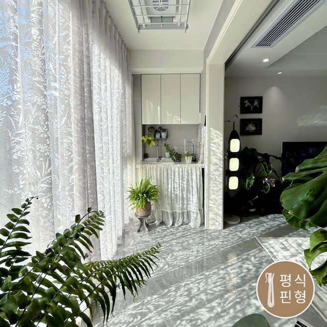 Tooliva 비침없는 쉬폰커튼 나비주름커튼 거실 커튼 창문 사생활 보호 가림막