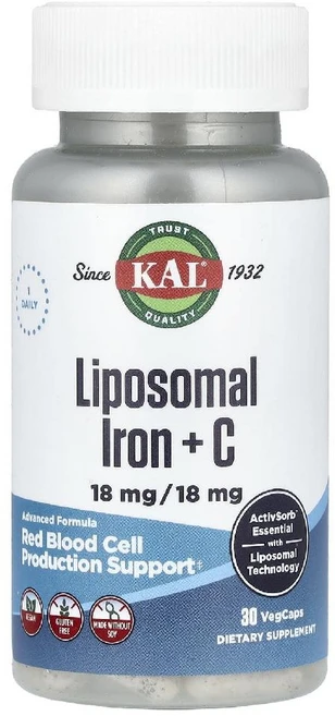 KAL 리포좀 철분+비타민 C 30개 VegCaps, 1개, 30정 - 쿠팡