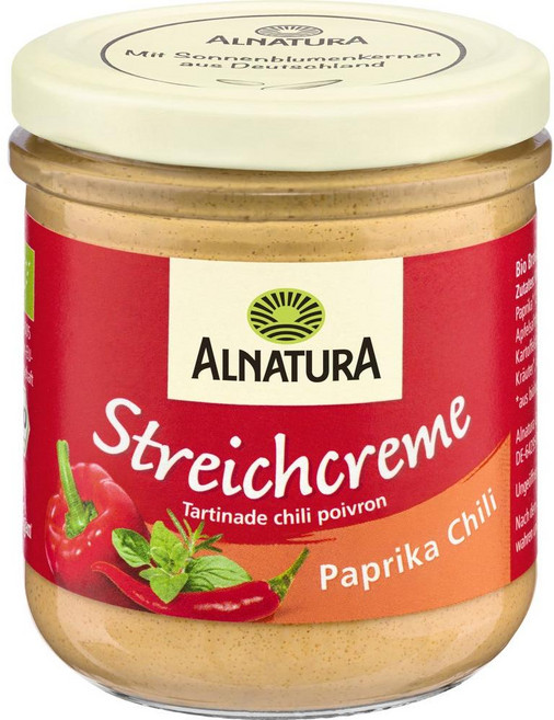 독일 알나투라 Alnatura Paprika Chili spread 파프리카 칠리 스프레드 크림, 4개, 180g