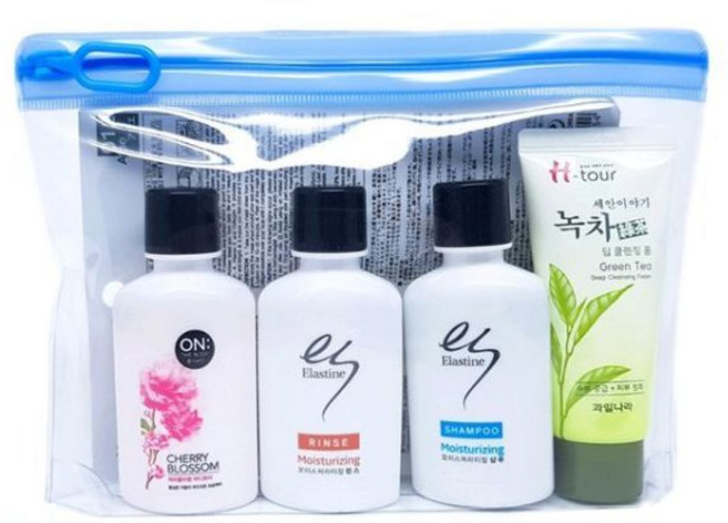 여행용 마스크팩 샴푸 린스 바디워시 폼클렌징 5종용품 휴대용 올인원 샤워 세면도구 세면 세트, 1개