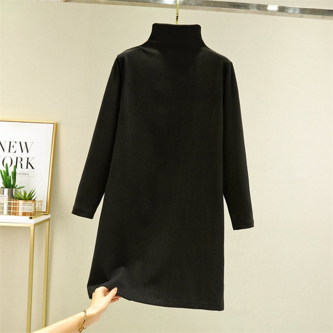 PEROLA 여성 이너 원피스 겨울 하이넥 도톰한 루즈핏 캐주얼 긴팔 원피스
