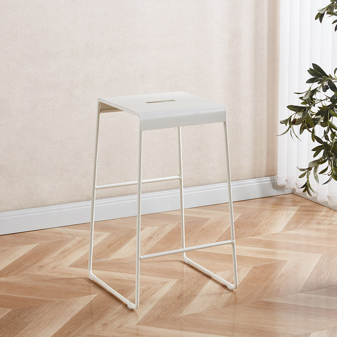 나인홈 A형 스툴 심플 철제 아일랜드 바체어 등받이 없는 보조의자 2size, 1개, L_화이트 (WWT1030-WH)