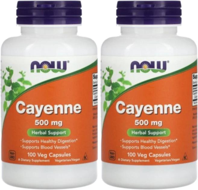 나우푸드 카이엔 카이옌 500mg 100베지캡슐 Cayenne 캡사이신, 100정, 2개 - 쿠팡