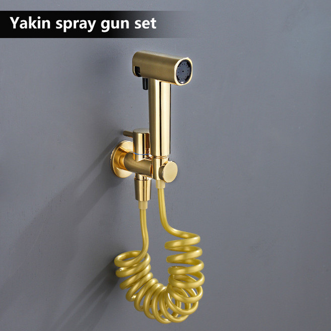 馬桶噴槍 衛生間 增壓 高壓噴頭 馬桶沖洗器, 金色彈簧管套裝,多款組合, 1個