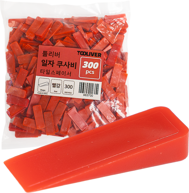 툴리버 일자 쿠사비 메지핀 타일 스페이서 300개입, 5개, 빨강