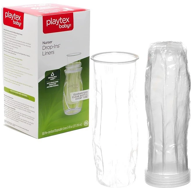 Playtex Baby Nurser 사전 살균 일회용 드롭인 아기 젖병 라이너 226.8g(8온스) (100개) 배앓이 방지 가스 감소 간편한 세척 모유 수유에 가까움, 일회용 병 라이너 - 226.8g(8온스), 100 Count (Pack of 1) - 쿠팡