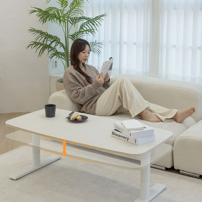롱코 모션테이블 전동 거실 테이블 높이조절 좌식 모션데스크, 화이트 1000