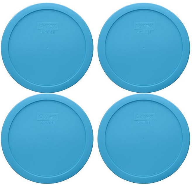 Pyrex 7402-PC 브라이트 블루 팬톤 식품 보관 교체 뚜껑 (이 뚜껑은 7402 6컵 조각 믹싱 볼 및 7203 7컵 유리 그릇에 적합) (4팩) - 미국 제조 1525