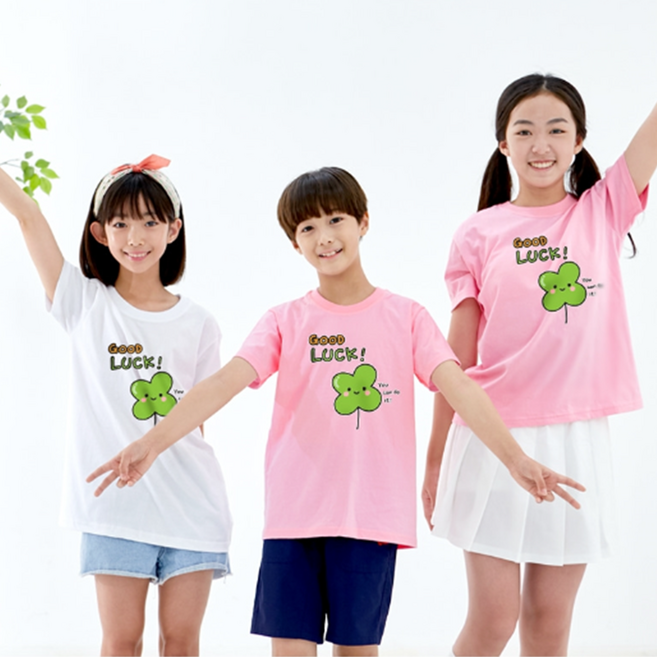 단체티/ 아트티셔츠 - 럭키클로버 (9색) / 국내산순면 여름성경학교 어린이집 원복 반티