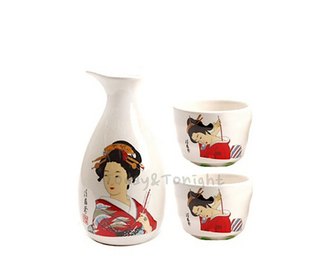 KI ATT 도자기 미녀 독구리+소주잔(2개) 사케병 도꾸리 이자카야 일본 술병 술잔 사케잔 [옵션선택] OA29262G3206, [AT]독구리380ml+술잔(2개) 빨강, 1개