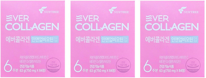 에버콜라겐 인앤업비오틴 업 750mg x 84정 12주분, 3개