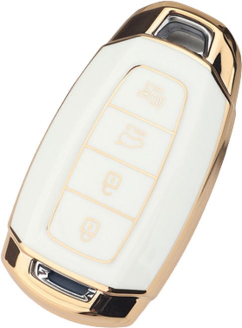 키에티 현대 스마트키 호환 그랜져IG 스마트 키케이스 4버튼 TPU 키홀더 단품, 골드-화이트