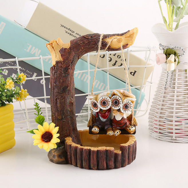 이현아트 그네타는 부엉이 연인 장식