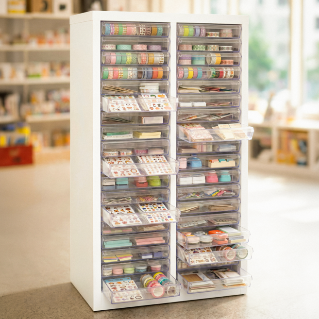 코지앤드 네일샵 서랍장 화장품 보관함 메이크업 수납함 매니큐어 철제 캐비넷, 36단, 화이트