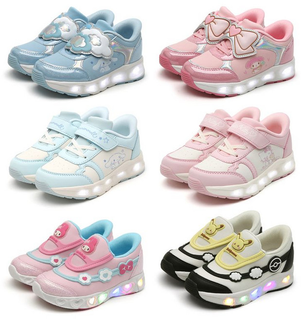 건종 신고 벗기 편한 산리오 포켓몬스터 캐릭터 LED 라이팅 운동화
