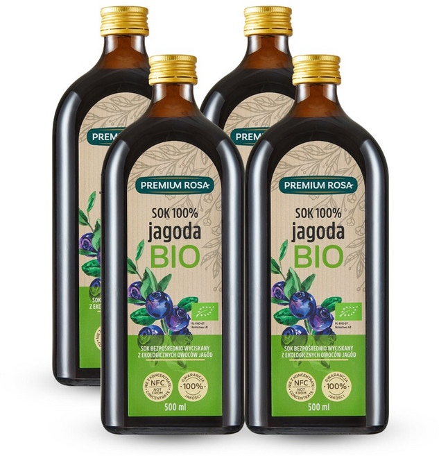 프리미엄로사 유기농 빌베리 원액 100% 건강즙, 500ml, 4개
