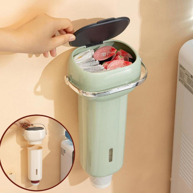 뚜껑 수납형 컵디스펜서 종이컵홀더 보관함 정수기 커피 사무실 병원 종이컵거치대, 1개, 수납형컵디스펜서 그린