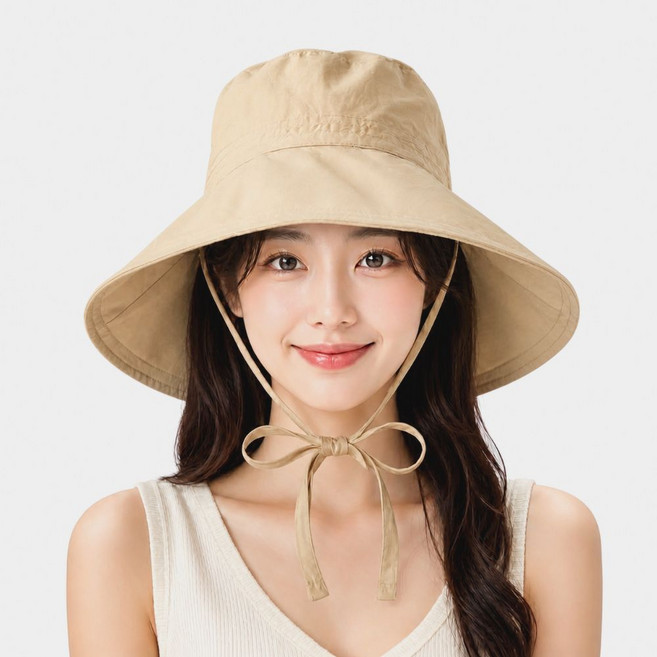 모드무드 챙넓은 턱끈 벙거지 모자 여성 버킷햇