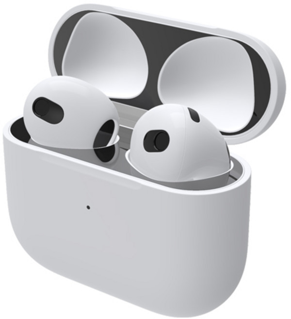 로랜택 에어팟 철가루 방지 부착 스티커 2매입, 에어팟 3세대, 블랙, 1세트