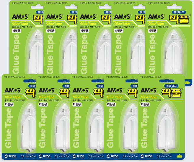 아모스 풀테이프 딱풀테이프 리필 8.4mm 8M/1박스 (10개)