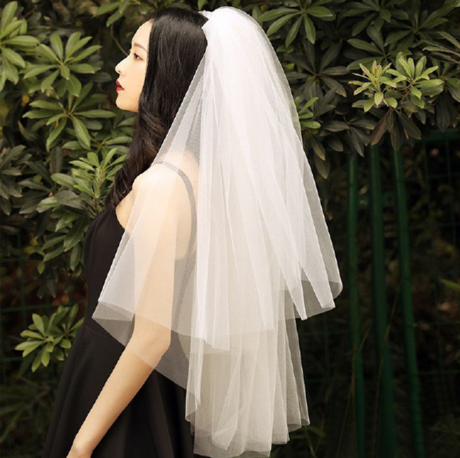 나오유 웨딩 베일 셀프 면사포 숏 롱 레이스 리본 프로포즈용