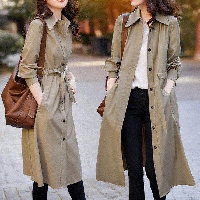 메모샵 여성 가벼운 외출 출퇴근 패션 베이직 셔츠형 코트 여자 핸드 메이드 오버핏 검정 베이지